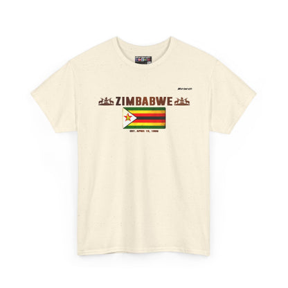 Zimbabwe flag t-shirt in Natural — premium cotton, Nordenatt