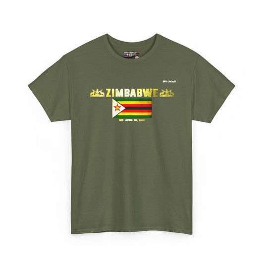 Zimbabwe flag t-shirt in Military Green — premium cotton, Nordenatt