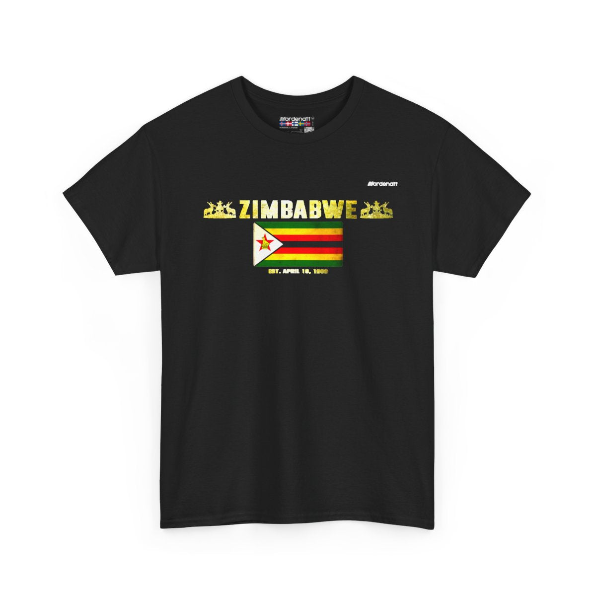 Zimbabwe flag t-shirt in Black — premium cotton, Nordenatt